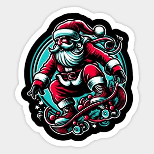 santa playing skateboard t-shirt Sticker